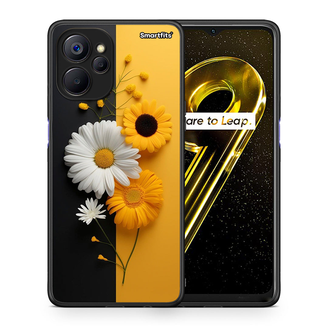 Θήκη Realme 9i 5G Yellow Daisies από τη Smartfits με σχέδιο στο πίσω μέρος και μαύρο περίβλημα | Realme 9i 5G Yellow Daisies case with colorful back and black bezels