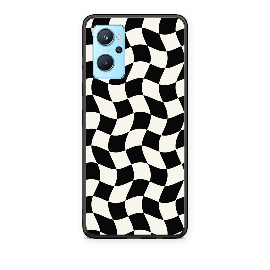 Θήκη Oppo A96 Black and Cream Wavy Checkerboard από τη Smartfits με σχέδιο στο πίσω μέρος και μαύρο περίβλημα | Oppo A96 Black and Cream Wavy Checkerboard case with colorful back and black bezels