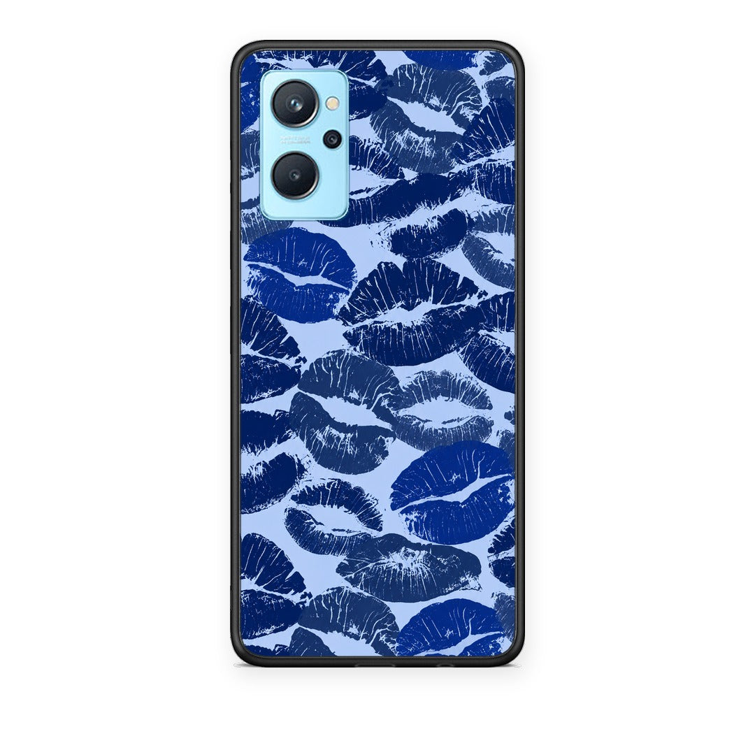 Θήκη Realme 9i Blue Lipstick Kisses από τη Smartfits με σχέδιο στο πίσω μέρος και μαύρο περίβλημα | Realme 9i Blue Lipstick Kisses case with colorful back and black bezels