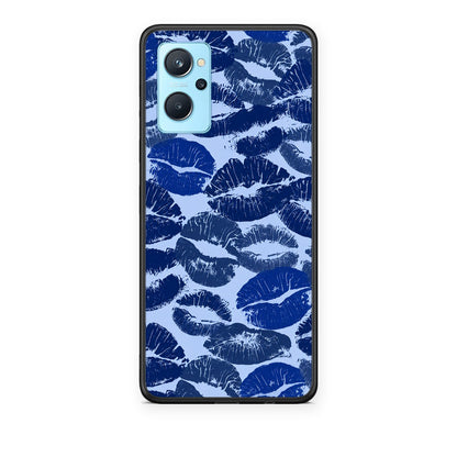 Θήκη Oppo A96 Blue Lipstick Kisses από τη Smartfits με σχέδιο στο πίσω μέρος και μαύρο περίβλημα | Oppo A96 Blue Lipstick Kisses case with colorful back and black bezels