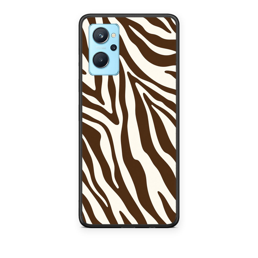 Θήκη Realme 9i Brown and Cream Zebra Stripes από τη Smartfits με σχέδιο στο πίσω μέρος και μαύρο περίβλημα | Realme 9i Brown and Cream Zebra Stripes case with colorful back and black bezels