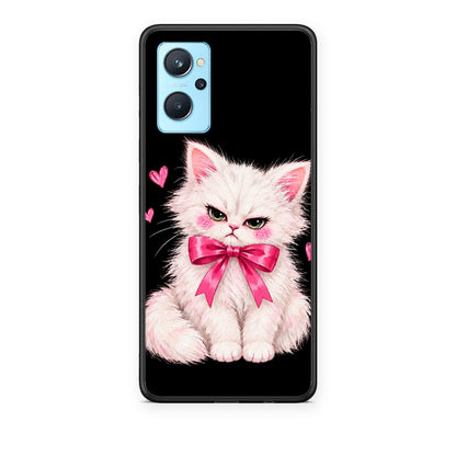 Θήκη Realme 9i Grumpy Party Kitten on Black από τη Smartfits με σχέδιο στο πίσω μέρος και μαύρο περίβλημα | Realme 9i Grumpy Party Kitten on Black case with colorful back and black bezels