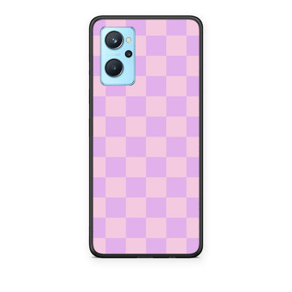 Θήκη Realme 9i Lavender and Pink Checkerboard από τη Smartfits με σχέδιο στο πίσω μέρος και μαύρο περίβλημα | Realme 9i Lavender and Pink Checkerboard case with colorful back and black bezels