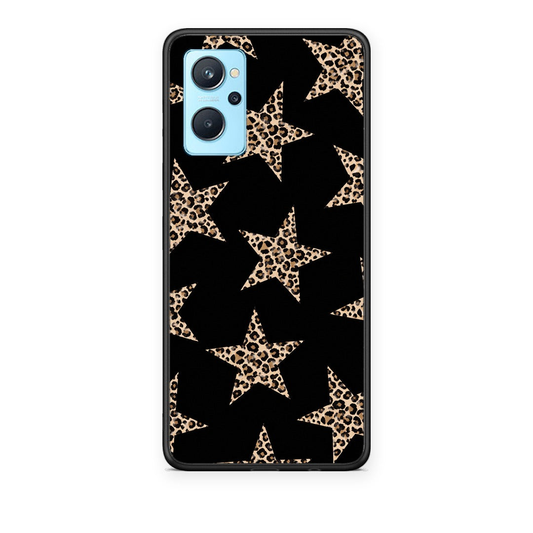 Θήκη Realme 9i Leopard Stars on Black από τη Smartfits με σχέδιο στο πίσω μέρος και μαύρο περίβλημα | Realme 9i Leopard Stars on Black case with colorful back and black bezels