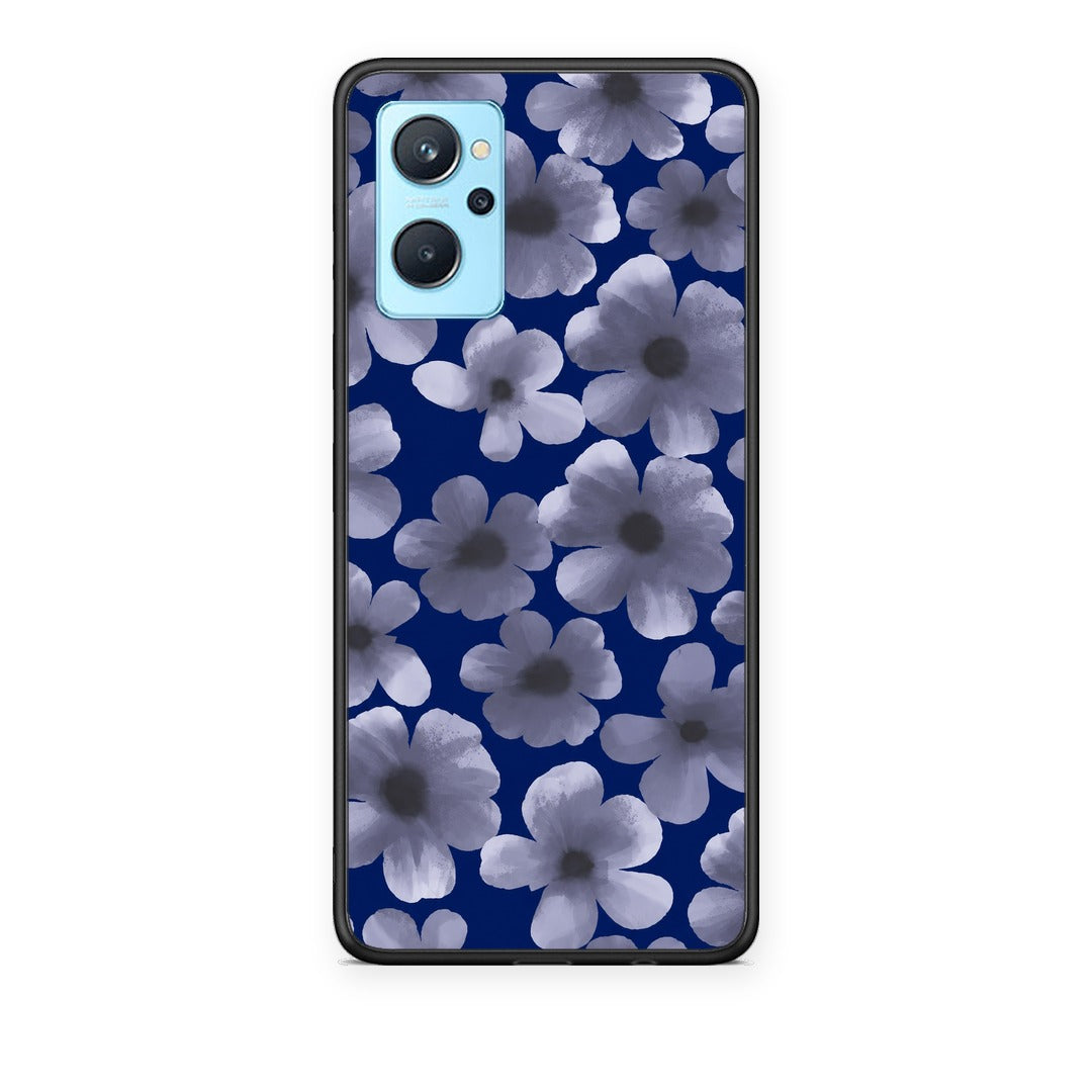 Θήκη Oppo A96 Pale Blue Flowers on Navy από τη Smartfits με σχέδιο στο πίσω μέρος και μαύρο περίβλημα | Oppo A96 Pale Blue Flowers on Navy case with colorful back and black bezels