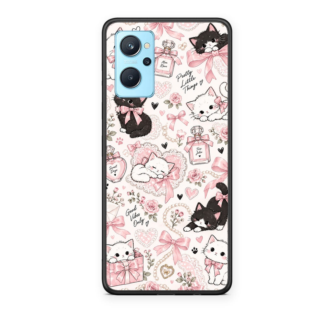 Θήκη Oppo A96 Pink Bows and Kittens Collage από τη Smartfits με σχέδιο στο πίσω μέρος και μαύρο περίβλημα | Oppo A96 Pink Bows and Kittens Collage case with colorful back and black bezels