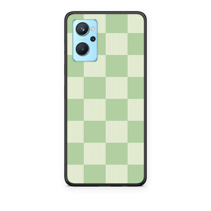 Θήκη Realme 9i Sage and Cream Striped Checks από τη Smartfits με σχέδιο στο πίσω μέρος και μαύρο περίβλημα | Realme 9i Sage and Cream Striped Checks case with colorful back and black bezels