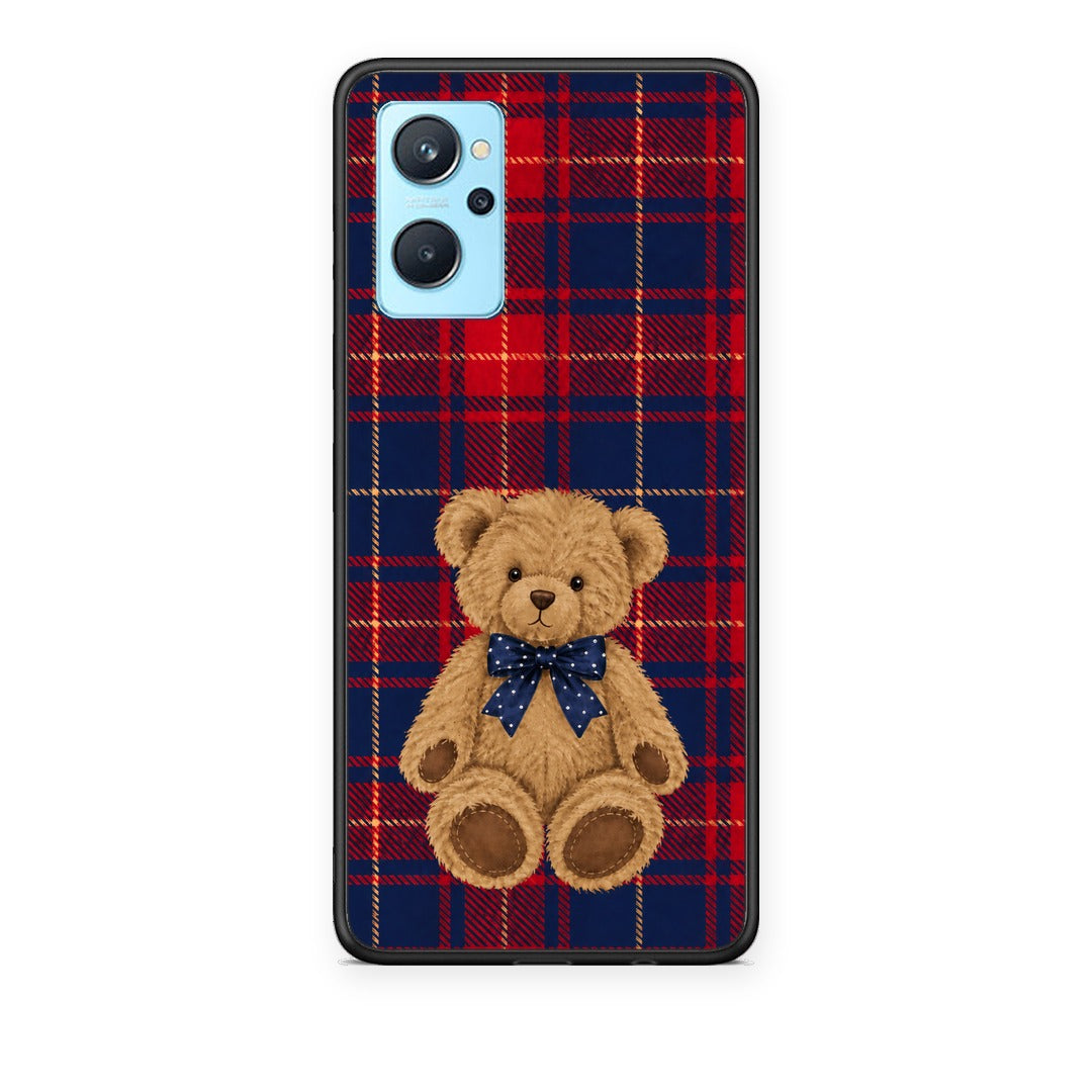 Θήκη Oppo A96 Teddy Bear on Red and Navy Tartan από τη Smartfits με σχέδιο στο πίσω μέρος και μαύρο περίβλημα | Oppo A96 Teddy Bear on Red and Navy Tartan case with colorful back and black bezels