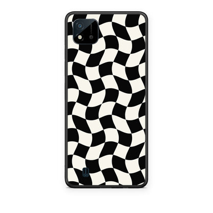 Θήκη Realme C11 2021 / C20 Black and Cream Wavy Checkerboard από τη Smartfits με σχέδιο στο πίσω μέρος και μαύρο περίβλημα | Realme C11 2021 / C20 Black and Cream Wavy Checkerboard case with colorful back and black bezels