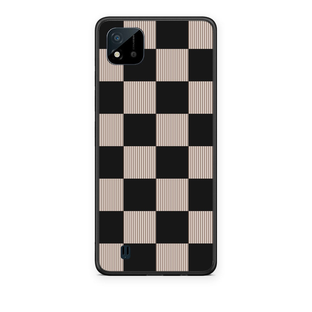 Θήκη Realme C11 2021 / C20 Black and Taupe Striped Checks από τη Smartfits με σχέδιο στο πίσω μέρος και μαύρο περίβλημα | Realme C11 2021 / C20 Black and Taupe Striped Checks case with colorful back and black bezels