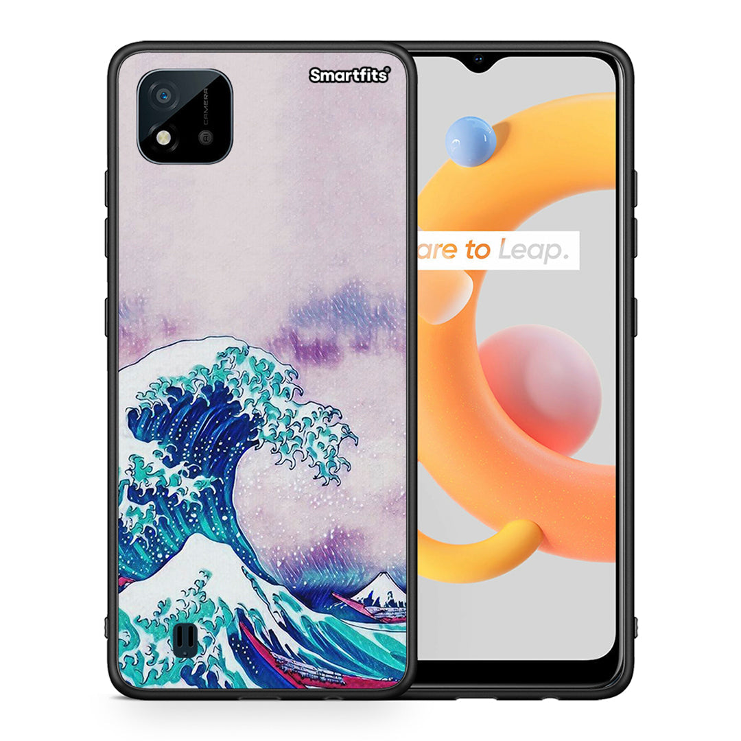 Θήκη Realme C11 2021 Blue Waves από τη Smartfits με σχέδιο στο πίσω μέρος και μαύρο περίβλημα | Realme C11 2021 Blue Waves case with colorful back and black bezels