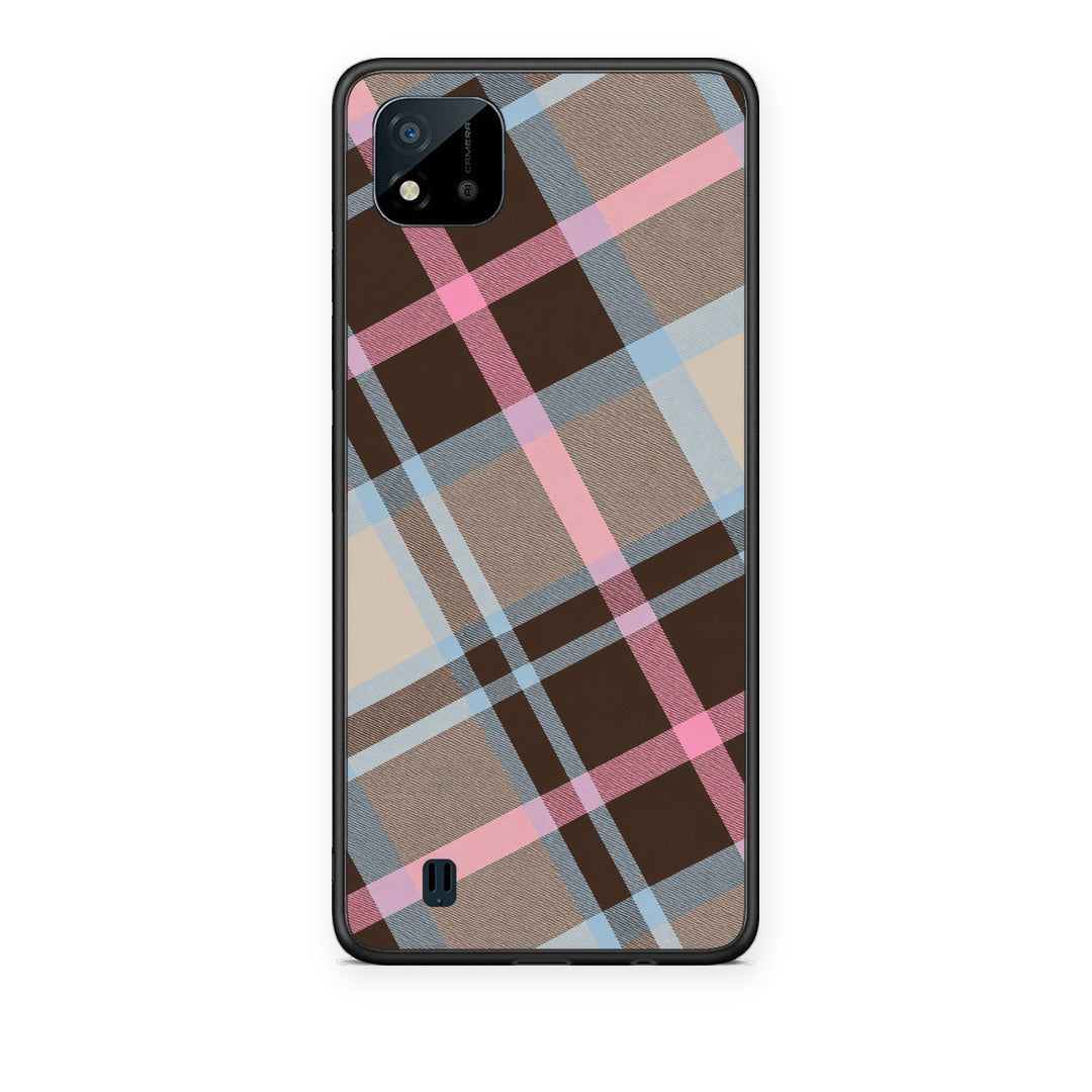 Θήκη Realme C11 2021 / C20 Brown Pink and Blue Diagonal Plaid από τη Smartfits με σχέδιο στο πίσω μέρος και μαύρο περίβλημα | Realme C11 2021 / C20 Brown Pink and Blue Diagonal Plaid case with colorful back and black bezels