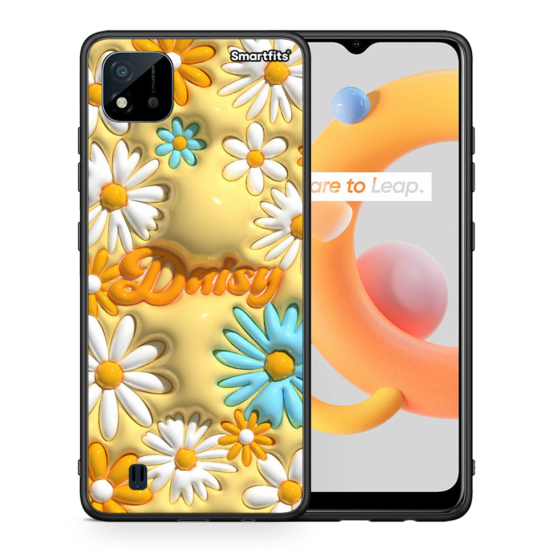 Θήκη Realme C11 2021 Bubble Daisies από τη Smartfits με σχέδιο στο πίσω μέρος και μαύρο περίβλημα | Realme C11 2021 Bubble Daisies case with colorful back and black bezels