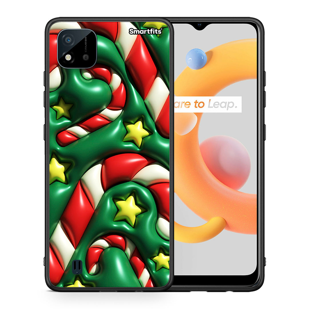 Θήκη Realme C11 2021 Christmas Bubbles από τη Smartfits με σχέδιο στο πίσω μέρος και μαύρο περίβλημα | Realme C11 2021 Christmas Bubbles case with colorful back and black bezels