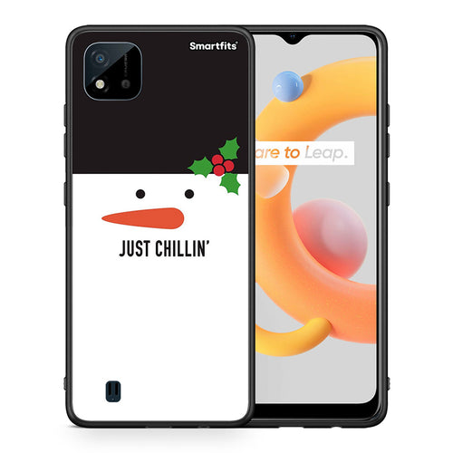 Θήκη Realme C11 2021 Christmas Chillin από τη Smartfits με σχέδιο στο πίσω μέρος και μαύρο περίβλημα | Realme C11 2021 Christmas Chillin case with colorful back and black bezels