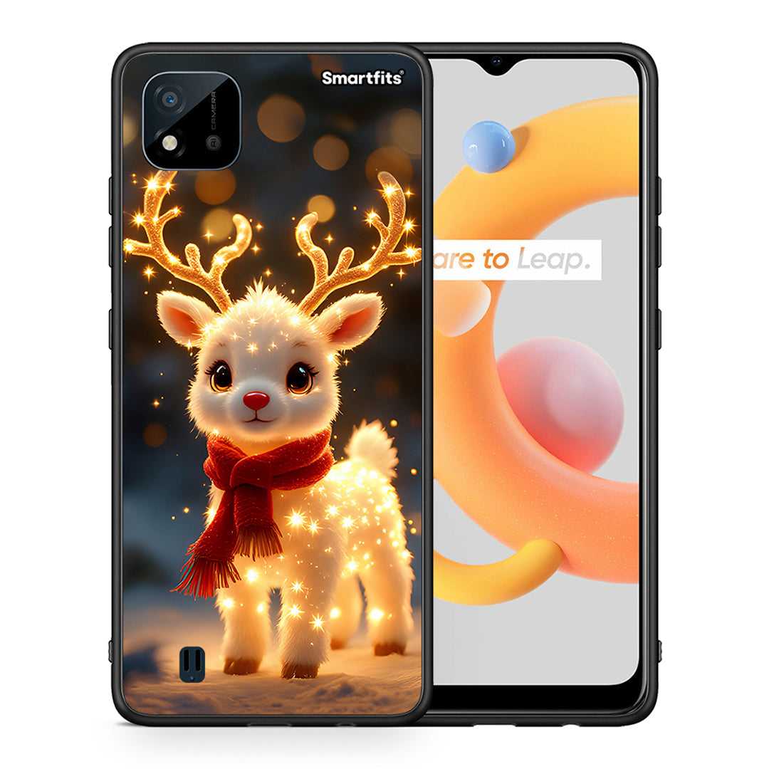 Θήκη Realme C11 2021 Christmas Cutie από τη Smartfits με σχέδιο στο πίσω μέρος και μαύρο περίβλημα | Realme C11 2021 Christmas Cutie case with colorful back and black bezels