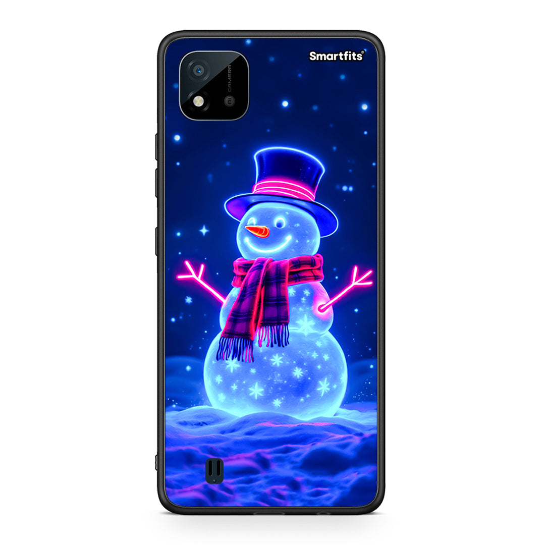 Realme C11 2021 Christmas Neon Snowman θήκη από τη Smartfits με σχέδιο στο πίσω μέρος και μαύρο περίβλημα | Smartphone case with colorful back and black bezels by Smartfits