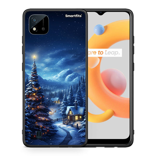 Θήκη Realme C11 2021 Christmas Scenery από τη Smartfits με σχέδιο στο πίσω μέρος και μαύρο περίβλημα | Realme C11 2021 Christmas Scenery case with colorful back and black bezels