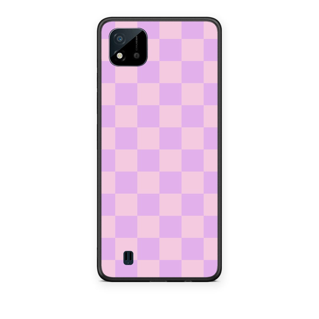 Θήκη Realme C11 2021 / C20 Lavender and Pink Checkerboard από τη Smartfits με σχέδιο στο πίσω μέρος και μαύρο περίβλημα | Realme C11 2021 / C20 Lavender and Pink Checkerboard case with colorful back and black bezels