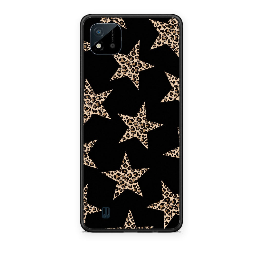 Θήκη Realme C11 2021 / C20 Leopard Stars on Black από τη Smartfits με σχέδιο στο πίσω μέρος και μαύρο περίβλημα | Realme C11 2021 / C20 Leopard Stars on Black case with colorful back and black bezels