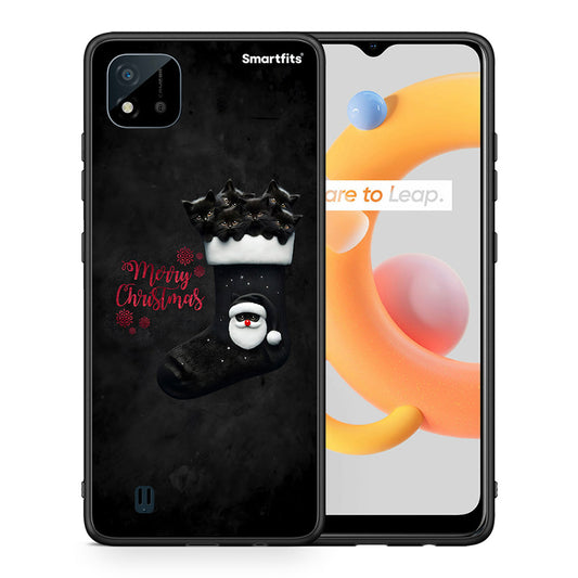 Θήκη Realme C11 2021 Merry Cat Christmas από τη Smartfits με σχέδιο στο πίσω μέρος και μαύρο περίβλημα | Realme C11 2021 Merry Cat Christmas case with colorful back and black bezels