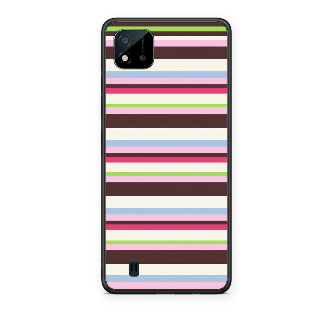 Θήκη Realme C11 2021 / C20 Multicolour Horizontal Stripes από τη Smartfits με σχέδιο στο πίσω μέρος και μαύρο περίβλημα | Realme C11 2021 / C20 Multicolour Horizontal Stripes case with colorful back and black bezels