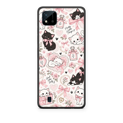 Θήκη Realme C11 2021 / C20 Pink Bows and Kittens Collage από τη Smartfits με σχέδιο στο πίσω μέρος και μαύρο περίβλημα | Realme C11 2021 / C20 Pink Bows and Kittens Collage case with colorful back and black bezels