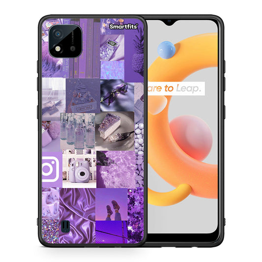 Θήκη Realme C11 2021 Purple Aesthetic Collage από τη Smartfits με σχέδιο στο πίσω μέρος και μαύρο περίβλημα | Realme C11 2021 Purple Aesthetic Collage case with colorful back and black bezels
