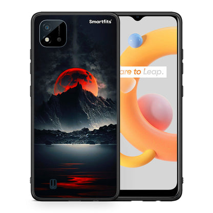 Θήκη Realme C11 2021 Red Full Moon από τη Smartfits με σχέδιο στο πίσω μέρος και μαύρο περίβλημα | Realme C11 2021 Red Full Moon case with colorful back and black bezels