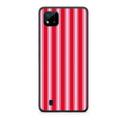 Θήκη Realme C11 2021 / C20 Red and Pink Vertical Pinstripes από τη Smartfits με σχέδιο στο πίσω μέρος και μαύρο περίβλημα | Realme C11 2021 / C20 Red and Pink Vertical Pinstripes case with colorful back and black bezels