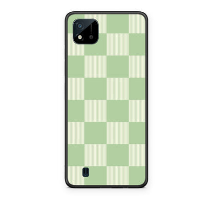 Θήκη Realme C11 2021 / C20 Sage and Cream Striped Checks από τη Smartfits με σχέδιο στο πίσω μέρος και μαύρο περίβλημα | Realme C11 2021 / C20 Sage and Cream Striped Checks case with colorful back and black bezels
