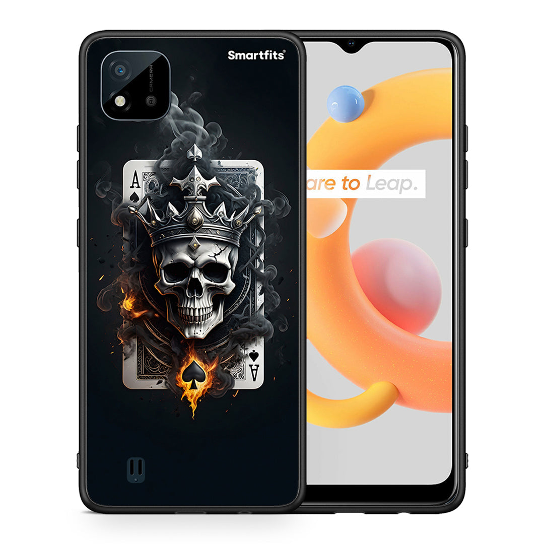 Θήκη Realme C11 2021 Skull King Ace από τη Smartfits με σχέδιο στο πίσω μέρος και μαύρο περίβλημα | Realme C11 2021 Skull King Ace case with colorful back and black bezels