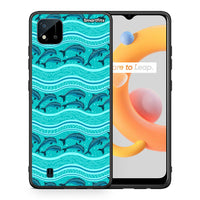 Thumbnail for Θήκη Realme C11 2021 Swimming Dolphins από τη Smartfits με σχέδιο στο πίσω μέρος και μαύρο περίβλημα | Realme C11 2021 Swimming Dolphins case with colorful back and black bezels