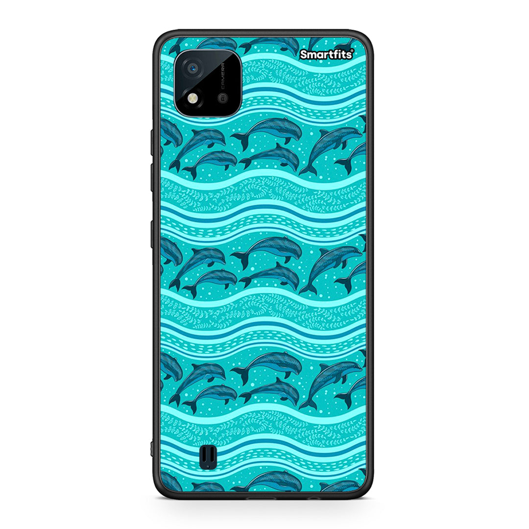 Realme C11 2021 Swimming Dolphins θήκη από τη Smartfits με σχέδιο στο πίσω μέρος και μαύρο περίβλημα | Smartphone case with colorful back and black bezels by Smartfits