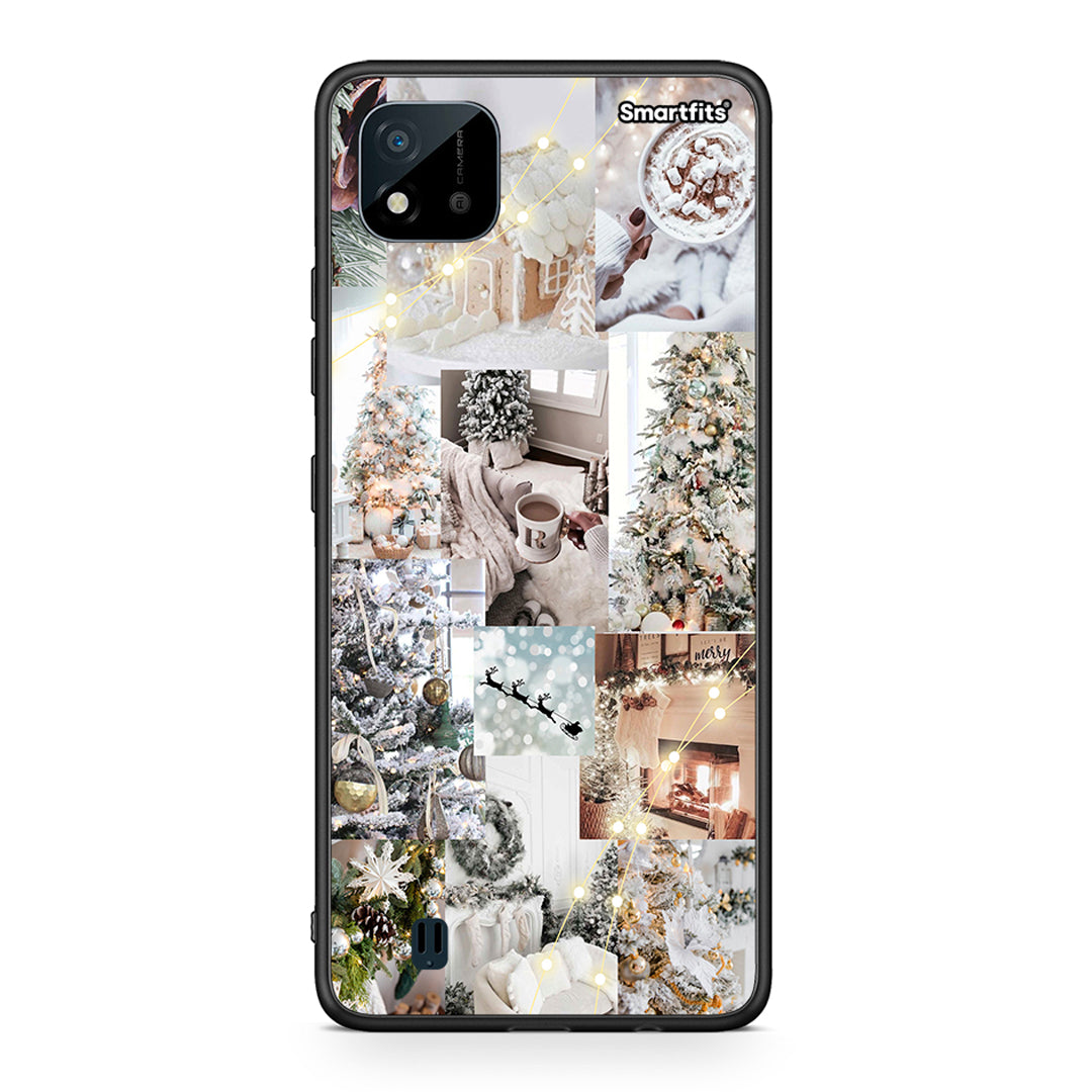 Realme C11 2021 White Christmas θήκη από τη Smartfits με σχέδιο στο πίσω μέρος και μαύρο περίβλημα | Smartphone case with colorful back and black bezels by Smartfits