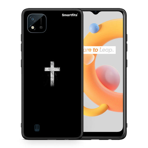 Θήκη Realme C11 2021 White Cross από τη Smartfits με σχέδιο στο πίσω μέρος και μαύρο περίβλημα | Realme C11 2021 White Cross case with colorful back and black bezels