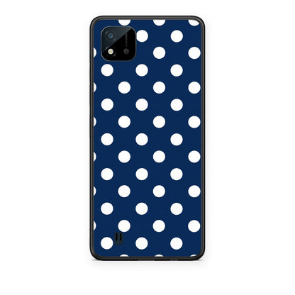 Θήκη Realme C11 2021 / C20 White Large Polka Dots on Navy από τη Smartfits με σχέδιο στο πίσω μέρος και μαύρο περίβλημα | Realme C11 2021 / C20 White Large Polka Dots on Navy case with colorful back and black bezels