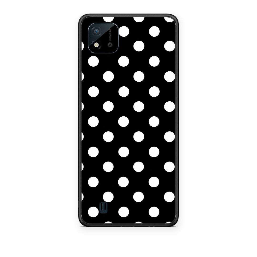 Θήκη Realme C11 2021 / C20 White Polka Dots on Black από τη Smartfits με σχέδιο στο πίσω μέρος και μαύρο περίβλημα | Realme C11 2021 / C20 White Polka Dots on Black case with colorful back and black bezels
