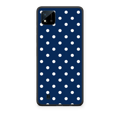 Θήκη Realme C11 2021 / C20 White Small Polka Dots on Navy από τη Smartfits με σχέδιο στο πίσω μέρος και μαύρο περίβλημα | Realme C11 2021 / C20 White Small Polka Dots on Navy case with colorful back and black bezels