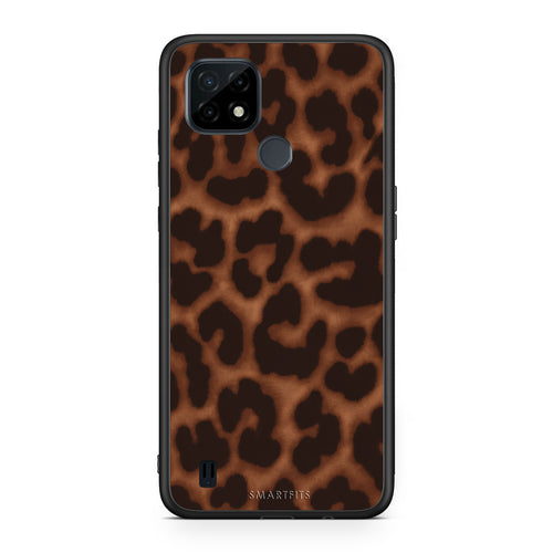 Θήκη Realme C21 Leopard Print Dark Brown από τη Smartfits με σχέδιο στο πίσω μέρος και μαύρο περίβλημα | Realme C21 Leopard Print Dark Brown case with colorful back and black bezels