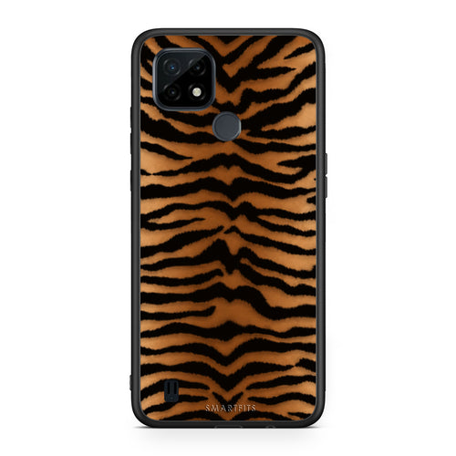 Θήκη Realme C21 Tiger Print Orange and Black από τη Smartfits με σχέδιο στο πίσω μέρος και μαύρο περίβλημα | Realme C21 Tiger Print Orange and Black case with colorful back and black bezels