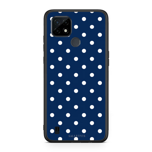 Θήκη Realme C21 White Small Polka Dots on Navy από τη Smartfits με σχέδιο στο πίσω μέρος και μαύρο περίβλημα | Realme C21 White Small Polka Dots on Navy case with colorful back and black bezels