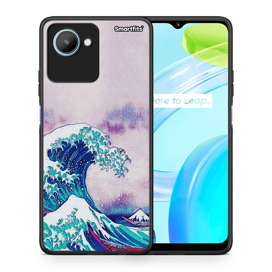 Θήκη Realme C30 Blue Waves από τη Smartfits με σχέδιο στο πίσω μέρος και μαύρο περίβλημα | Realme C30 Blue Waves Case with Colorful Back and Black Bezels