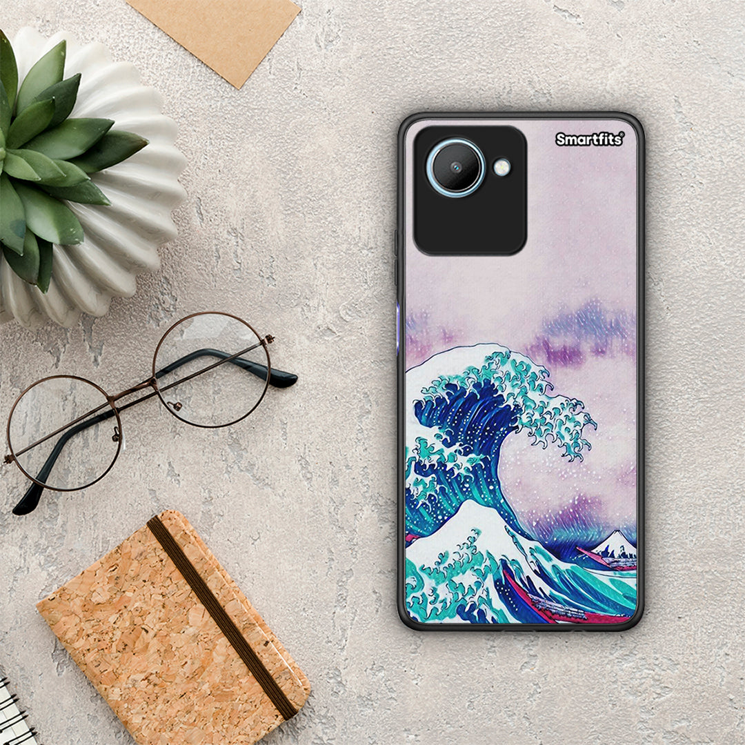 Θήκη Realme C30 Blue Waves από τη Smartfits με σχέδιο στο πίσω μέρος και μαύρο περίβλημα | Realme C30 Blue Waves Case with Colorful Back and Black Bezels