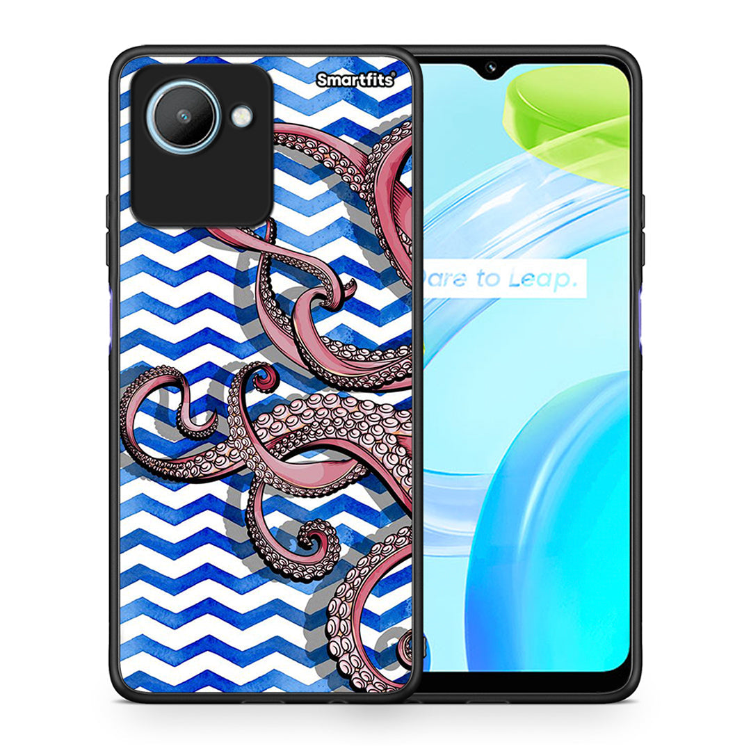 Θήκη Realme C30 Chevron Devilfish από τη Smartfits με σχέδιο στο πίσω μέρος και μαύρο περίβλημα | Realme C30 Chevron Devilfish Case with Colorful Back and Black Bezels