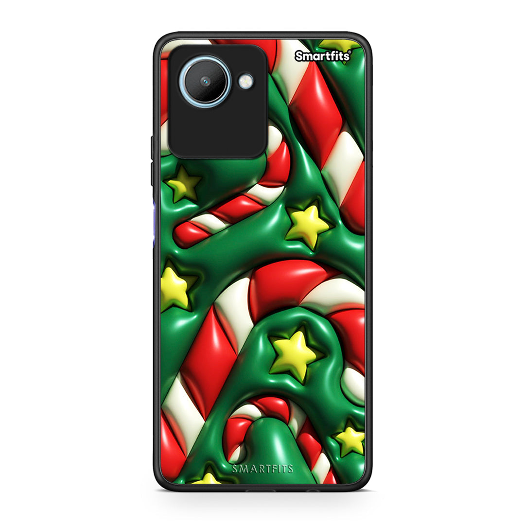 Θήκη Realme C30 Christmas Bubbles από τη Smartfits με σχέδιο στο πίσω μέρος και μαύρο περίβλημα | Realme C30 Christmas Bubbles Case with Colorful Back and Black Bezels