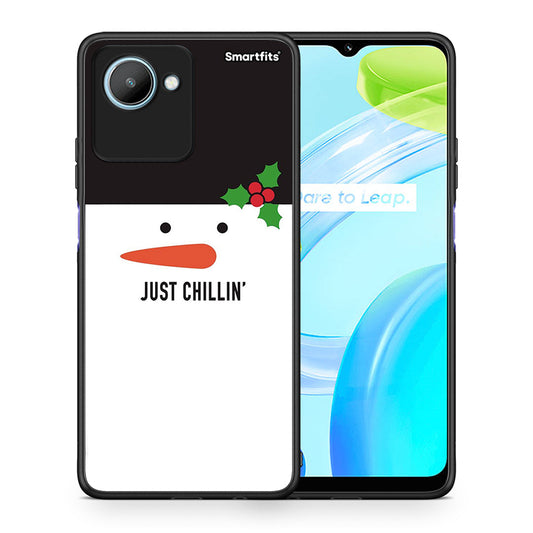 Θήκη Realme C30 Christmas Chillin από τη Smartfits με σχέδιο στο πίσω μέρος και μαύρο περίβλημα | Realme C30 Christmas Chillin Case with Colorful Back and Black Bezels