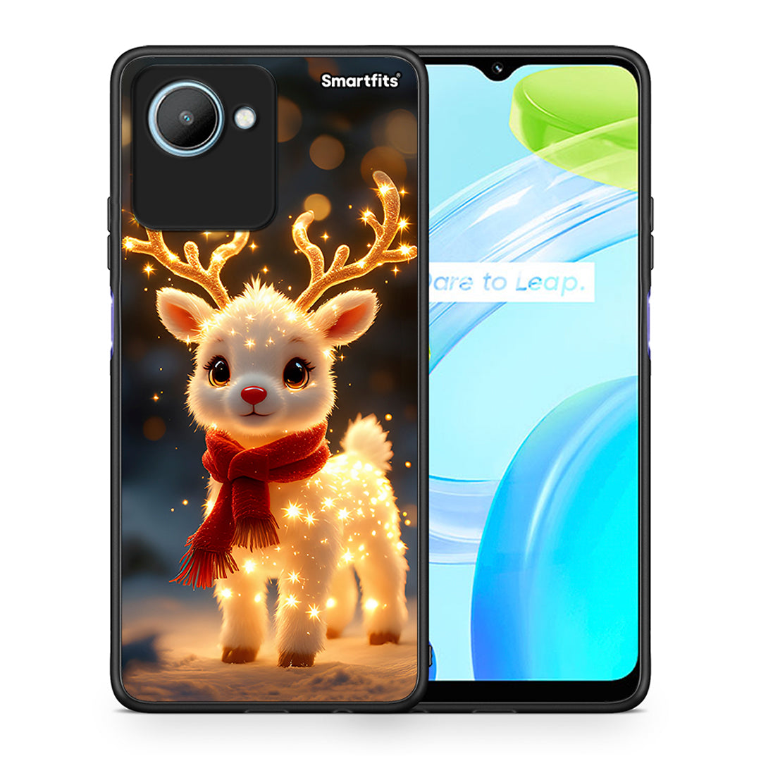Θήκη Realme C30 Christmas Cutie από τη Smartfits με σχέδιο στο πίσω μέρος και μαύρο περίβλημα | Realme C30 Christmas Cutie Case with Colorful Back and Black Bezels