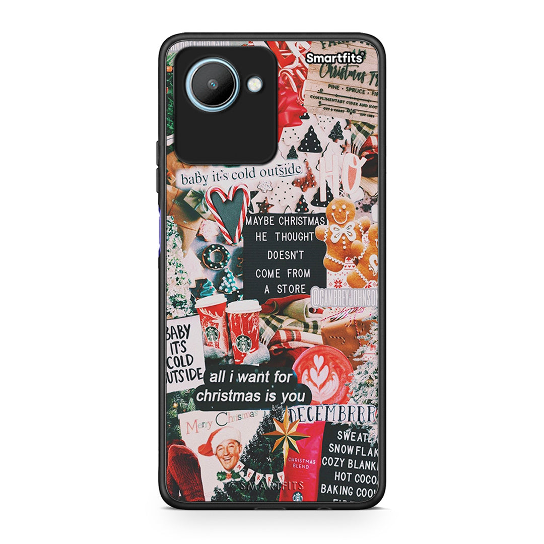 Θήκη Realme C30 Christmas Happiness από τη Smartfits με σχέδιο στο πίσω μέρος και μαύρο περίβλημα | Realme C30 Christmas Happiness Case with Colorful Back and Black Bezels
