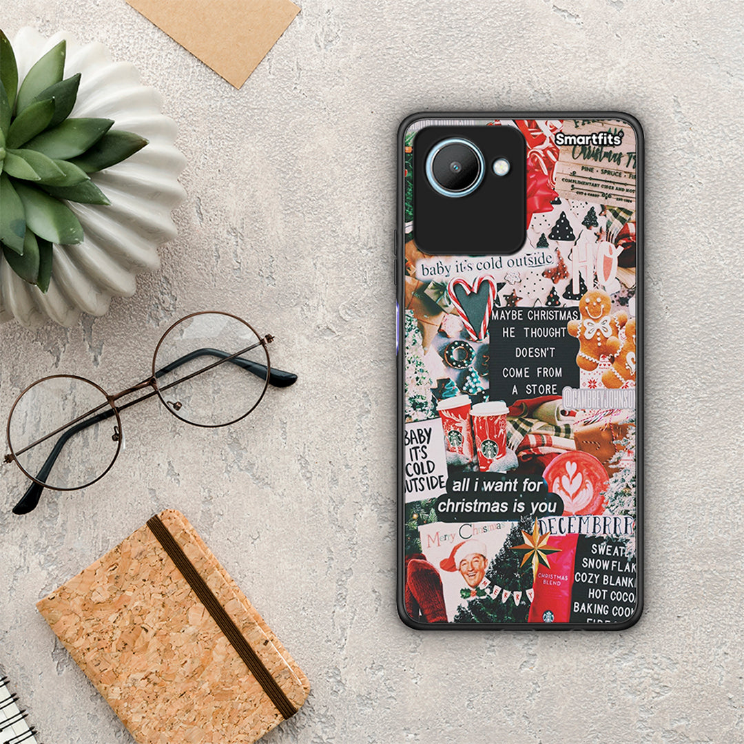 Θήκη Realme C30 Christmas Happiness από τη Smartfits με σχέδιο στο πίσω μέρος και μαύρο περίβλημα | Realme C30 Christmas Happiness Case with Colorful Back and Black Bezels